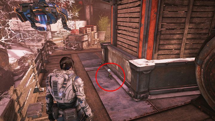 Niedaleko skrzynek z jabłkami, za wędzarnią, znajdziesz jeszcze jeden komponent - Akt 2 Rozdział 1 - Rekrutacja | Solucja Gears 5 - Gears 5 - poradnik do gry