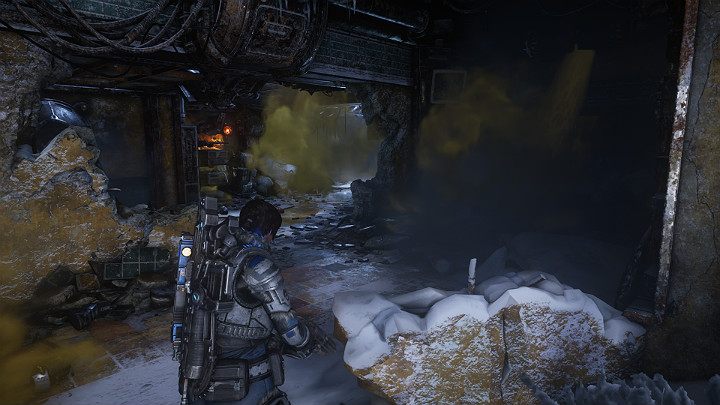 Aktywuj tarczę ochronną i biegnij korytarzem z prawej strony, aby zakończyć rozdział trzeci aktu drugiego gry Gears 5 - Akt 2 Rozdział 3 - ...tym mniej polanek | Solucja Gears 5 - Gears 5 - poradnik do gry