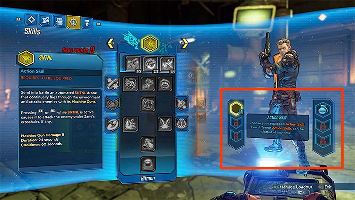 Zane wyróżnia sie na tle innych klas postaci tym, że może korzystać z dwóch aktywnych umiejętności Action Skill - Dlaczego Zane nie może rzucać granatami w Borderlands 3? - Borderlands 3 - poradnik do gry
