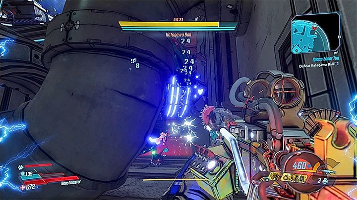 W bitwie tej można sprytnie oszukiwać i chować się w miejscach, do których Katagawa Ball nie może wlecieć - Space-Laser Tag | Solucja Borderlands 3 - Borderlands 3 - poradnik do gry