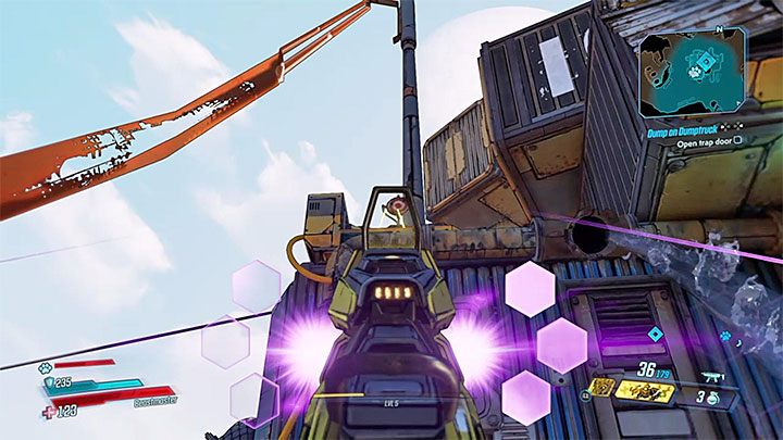 Teraz wyceluj w mniejszą tarczę z dołączonego obrazka - Jak otworzyć zapadnię w queście Dump on Dumptruck w Borderlands 3? - Borderlands 3 - poradnik do gry
