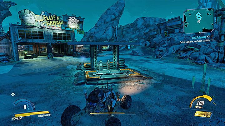 Po zdobyciu dowolnego Outrunnera wyrusz nim do stacji Catch-A-Ride i zaparkuj go na prostokątnym polu - Jak odblokować korzystanie z pojazdów w Borderlands 3? - Borderlands 3 - poradnik do gry