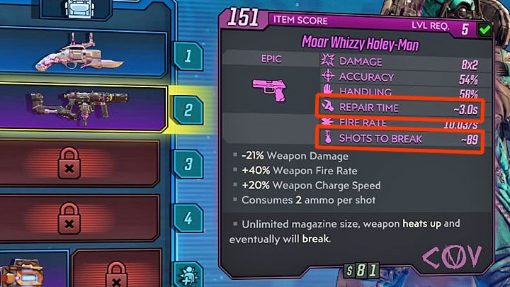 W opisie każdej broni COV możesz znaleźć dwie przydatne informacje - Czy broń COV można bezpowrotnie utracić w Borderlands 3? - Borderlands 3 - poradnik do gry
