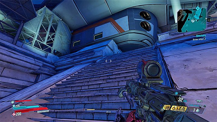 Obok miejsca gdzie rozpoczynałeś quest znajdują się schody - Sanctuary | Solucja Borderlands 3 - Borderlands 3 - poradnik do gry