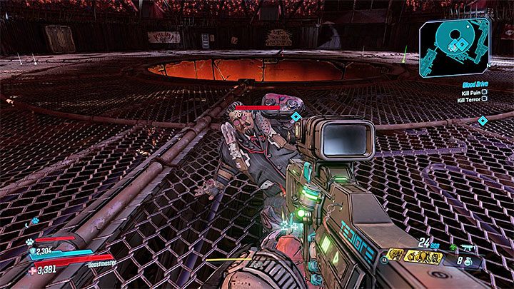 Po pokonaniu maszyny Agonizer 9000 musisz jeszcze dodatkowo dobić leżących na arenie bandytów Pain i Terror, którzy nią sterowali - Blood Drive | Solucja Borderlands 3 - Borderlands 3 - poradnik do gry