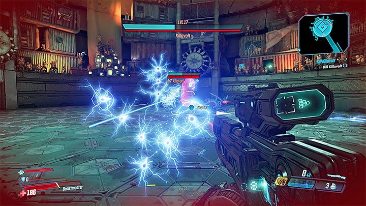 Inny atak dystansowy bossa to wypuszczanie pocisków, które rażą prądem - Killavolt | Trudni przeciwnicy w Borderlands 3 - Borderlands 3 - poradnik do gry
