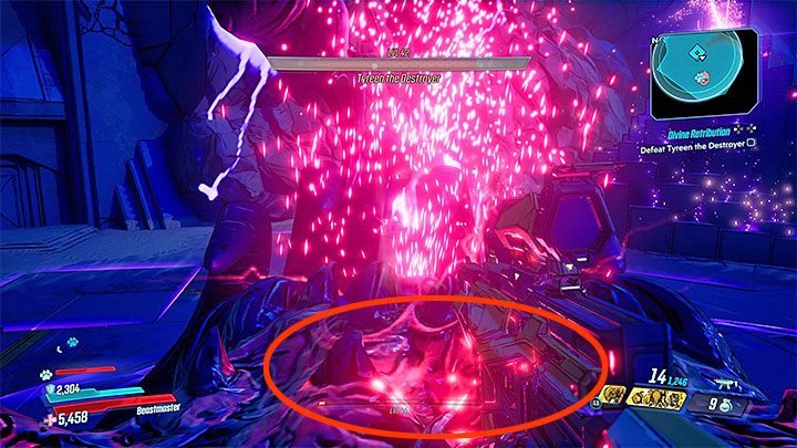 Po tym jak Destroyer odniesie dostatecznie dużo obrażeń stanie się chwilowo nieśmiertelny i uklęknie - Divine Retribution | Solucja Borderlands 3 - Borderlands 3 - poradnik do gry