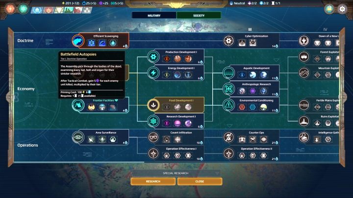 Doktryna Battlefield Autopsies powinna być odblokowana tuż na początku rozgrywki. - Zgromadze (Assembly) | Frakcja w Age of Wonders Planetfall - Age of Wonders Planetfall - poradnik do gry