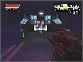 Teraz przejdź jedną z kładek, na lewo lub prawo od windy i oczyszczając okolicę z pozostałych przy życiu wojaków, zniszcz dwie jednostki chłodzące główny rdzeń - Containment Facility | Foreign Lands | Red Faction II - Red Faction II - poradnik do gry