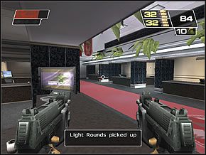 Po skończonej walce przejdź przez podwójne drzwi na końcu sali do korytarza - Admin Area | Public Information Building | Red Faction II - Red Faction II - poradnik do gry