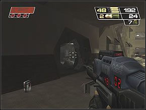 Zobaczysz też ukrywającego się za ścianą wojaka - skorzystaj z granatnika lub granatu by bezpiecznie siego pozbyć - High Rise Hell | Hanging in the Hood | Red Faction II - Red Faction II - poradnik do gry