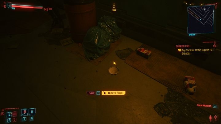 Teraz spójrz na podłogę i zlokalizuj miskę - Cyberpunk 2077: Kot - gdzie znaleźć, jak adoptować? - Cyberpunk 2077 - poradnik do gry