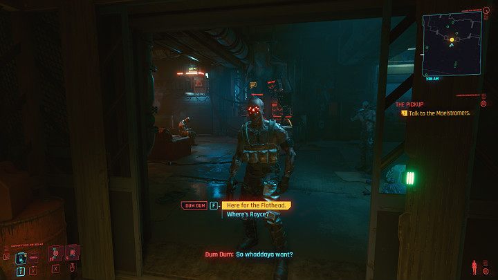 Gdy wjedziecie na odpowiednie piętro przywita was Dum Dum - Cyberpunk 2077: Bilet wstępu/The Pickup - solucja, opis przejścia - Cyberpunk 2077 - poradnik do gry
