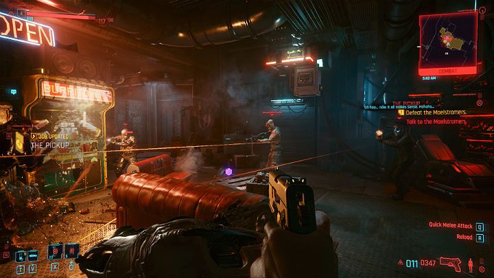 Zaatakowanie Maelstromu wiąże się ze strzelaniną i ucieczką przez szyb techniczny - Cyberpunk 2077: Bilet wstępu/The Pickup - solucja, opis przejścia - Cyberpunk 2077 - poradnik do gry