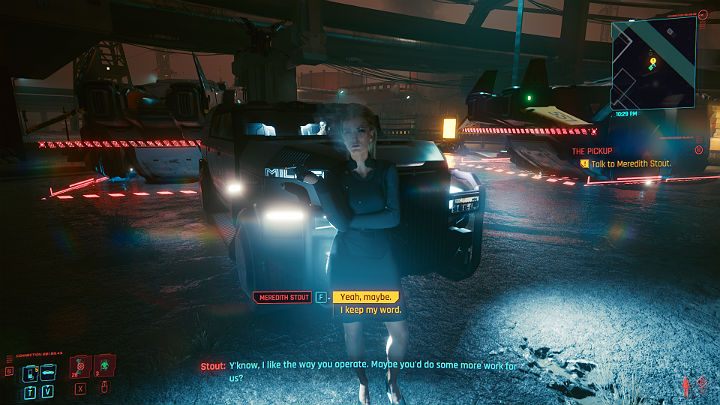 Kiedy wyjdziesz na zewnątrz, Meredith Stout będzie już na Ciebie czekać - Cyberpunk 2077: Bilet wstępu/The Pickup - solucja, opis przejścia - Cyberpunk 2077 - poradnik do gry