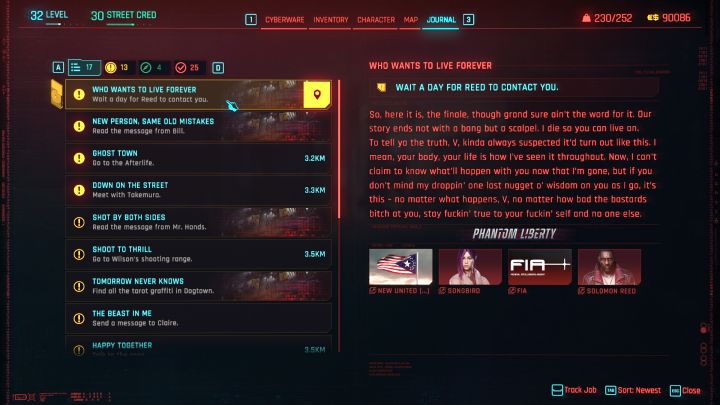 Możecie odblokować nowe główne zakończenie całej kampanii, które jest powiązane z przejściem linii fabularnej dodatku Widmo Wolności - Cyberpunk Phantom Liberty: Żywot spokojnego człowieka - solucja, opis przejścia - Cyberpunk 2077 - poradnik do gry