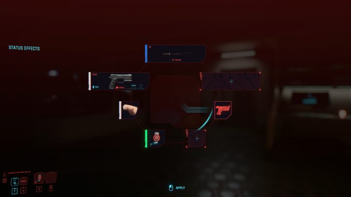 Kolejnym sposobem na schowanie broni w grze Cyberpunk 2077 jest wybranie ikony przekreślonego pistolu w kole wyboru przedmiotów - Cyberpunk 2077: Jak schować broń? - Cyberpunk 2077 - poradnik do gry