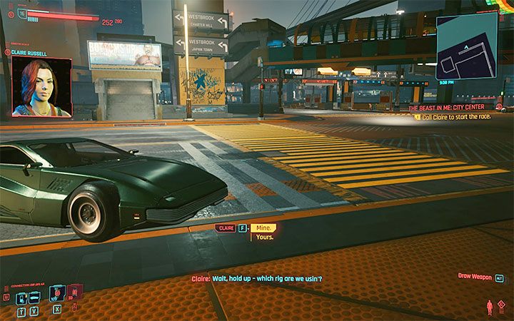 Na miejscu możesz pogadać z Claire i zadecydować czy chcesz w wyścigu użyć własnego pojazdu czy skorzystać z pojazdu Claire (Bestii) - Cyberpunk 2077: Jak odblokować wyścigi w Night City? - Cyberpunk 2077 - poradnik do gry