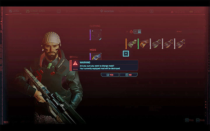 Nie można niestety swobodnie podmieniać zainstalowanych modów ani wyjmować modyfikacji, z których nie chcesz dalej korzystać - Cyberpunk 2077: Modyfikacje broni/pancerzy - jak podmieniać? - Cyberpunk 2077 - poradnik do gry