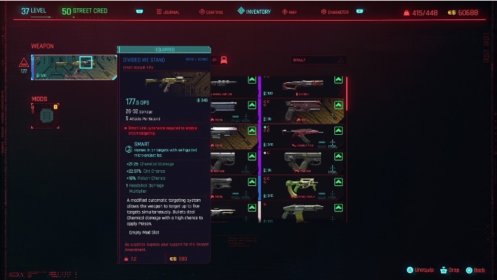 Sposób odblokowania: broń tę zdobędziesz w ramach zadania Umarł boss, niech żyje boss - Cyberpunk 2077: Ikoniczne bronie - lista - Cyberpunk 2077 - poradnik do gry