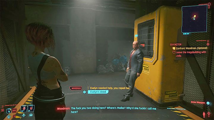 Jeżeli wiesz gdzie Woodman przebywa i zgodziłeś się pomóc Judy w dopadnięciu go, to wyrusz windą na poziom 3 - techniczny (Maintenance) - Cyberpunk 2077: Mechaniczna dziewczyna/Ex-Factor (Judy) - solucja - Cyberpunk 2077 - poradnik do gry