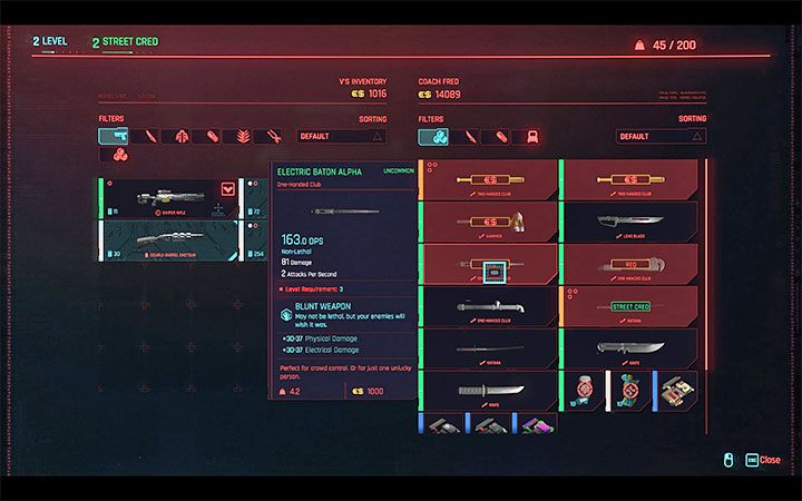 Jeśli zdecydujesz się na wydawanie euro-dolarów u handlarzy, to możesz zauważyć, że niektóre przedmioty z oferty oznaczone są na czerwono - Cyberpunk 2077: Handlarze - Cyberpunk 2077 - poradnik do gry