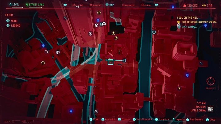 Jak odblokować: zadanie główne Skok na głęboką wodę - Cyberpunk 2077: Karty tarota - wszystkie lokacje, murale - Cyberpunk 2077 - poradnik do gry
