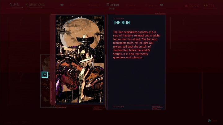 Lokalizacja: Kartę Słońce zdobędziesz, gdy zbadasz mural znajdujący się na ścianie, pod dużym neonem, zaraz obok tunelu - Cyberpunk 2077: Karty tarota - wszystkie lokacje, murale - Cyberpunk 2077 - poradnik do gry