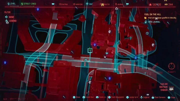 Jak odblokować: zadanie główne Skok na głęboką wodę - Cyberpunk 2077: Karty tarota - wszystkie lokacje, murale - Cyberpunk 2077 - poradnik do gry