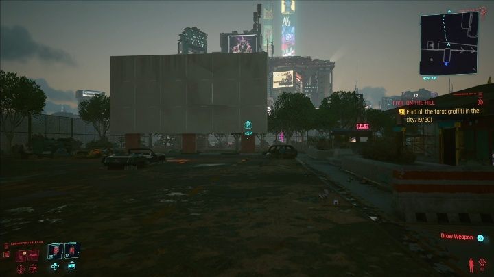 Aby dostać się do drugiej części parkingu potrzebujesz kodu do drzwi - Cyberpunk 2077: Karty tarota - wszystkie lokacje, murale - Cyberpunk 2077 - poradnik do gry