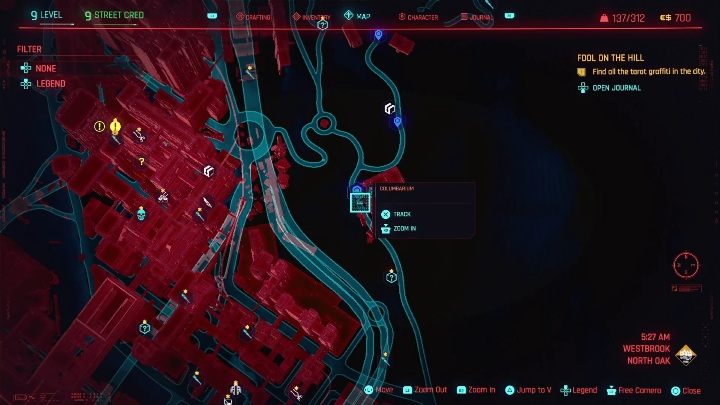 Jak odblokować: zadanie główne Skok na głęboką wodę - Cyberpunk 2077: Karty tarota - wszystkie lokacje, murale - Cyberpunk 2077 - poradnik do gry