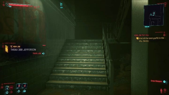 Aby dostać się do muralu wejdź do budynku, a następnie udaj się na najwyższe piętro - Cyberpunk 2077: Karty tarota - wszystkie lokacje, murale - Cyberpunk 2077 - poradnik do gry