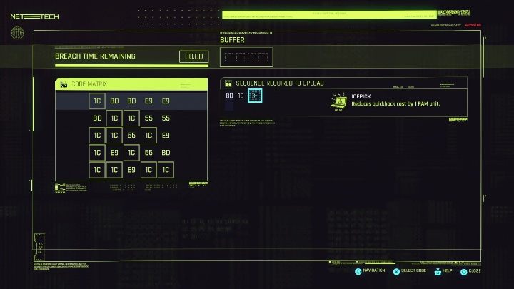 Piąta sprawa, możesz podświetlić na matrycy interesujące Cię symbole - Cyberpunk 2077: Naruszenia Protokołu, Hakowanie - porady - Cyberpunk 2077 - poradnik do gry