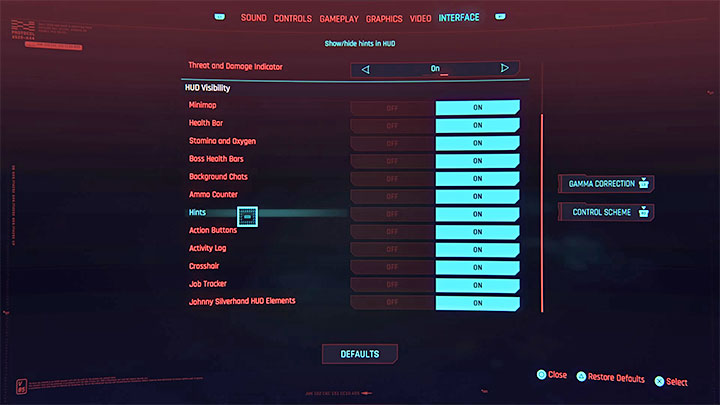 Wszystkie najważniejsze ustawienia HUD-a znajdziesz w zakładce Interfejs w menu opcji - Cyberpunk 2077: Przeładowany HUD/interfejs - co wyłączyć? - Cyberpunk 2077 - poradnik do gry
