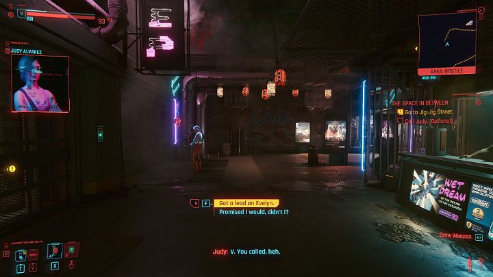 Zanim pójdziesz na spotkanie z Fingersem możesz dotrzymać wcześniej danego słowa i zadzwonić do Judy, by poinformować ją co odkryłeś na temat Evelyn Parker - Cyberpunk 2077: Nieznane przyjemności/The Space In Between - solucja - Cyberpunk 2077 - poradnik do gry