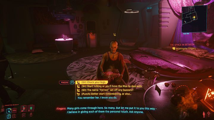 Po wejściu na salę operacyjną zacznij rozmowę z Fingersem, a następnie przejdź do jego pokoju - Cyberpunk 2077: Nieznane przyjemności/The Space In Between - solucja - Cyberpunk 2077 - poradnik do gry