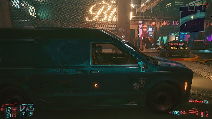 Idź do samochodu Judy i przygotuj się do odtworzenia braindansu - Cyberpunk 2077: Bezład/Disasterpiece - solucja, opis przejścia - Cyberpunk 2077 - poradnik do gry
