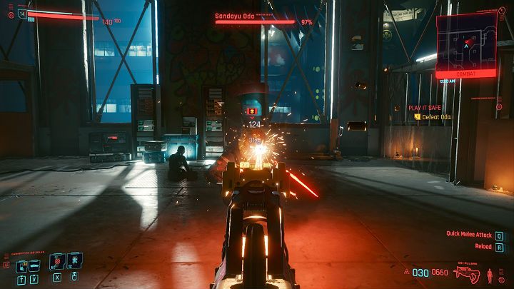 Oda z mistrzowską precyzja posługuje się ostrzami modliszkowymi więc staraj się zachować odpowiedni dystans, by pozostać poza zasięgiem jego broni - Cyberpunk 2077: Oda - boss, jak pokonać? - Cyberpunk 2077 - poradnik do gry