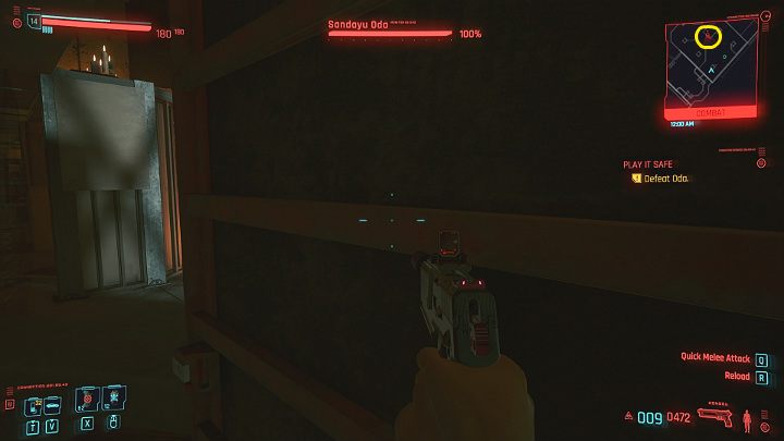 Zaraz po rozpoczęciu walki zacznij biec w wybranym przez siebie kierunku, by zgubić Odę - Cyberpunk 2077: Oda - boss, jak pokonać? - Cyberpunk 2077 - poradnik do gry