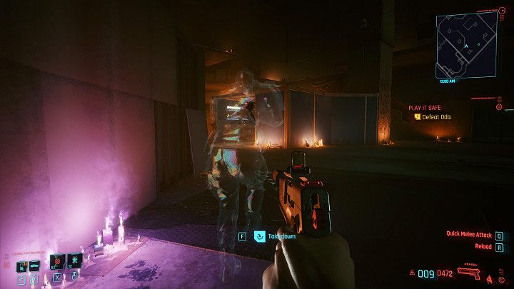 Przeciwnik na pewno szybko podskoczy do Twojej aktualnej pozycji i dalej będzie patrolował teren, ale pozostając poza trybem walki - Cyberpunk 2077: Oda - boss, jak pokonać? - Cyberpunk 2077 - poradnik do gry