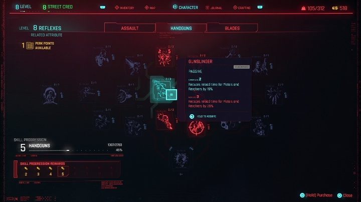 Aby zakupić dany atut musisz najechać na niego i potwierdzić interakcję - Cyberpunk 2077: Rozwój postaci - Cyberpunk 2077 - poradnik do gry