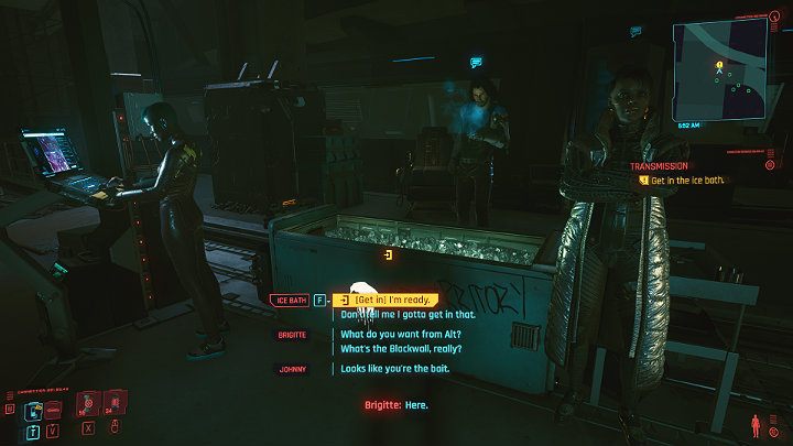 Brigitte chce wprowadzić V w Cyberprzestrzeń, by mieć możliwość spotkania się z Alt Cunningham - starą znajomą Johnnyego - Cyberpunk 2077: Czynnik ludzki/Transmission - solucja, opis przejścia - Cyberpunk 2077 - poradnik do gry