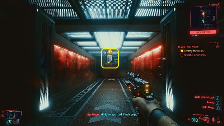 Po drodze trafisz na dodatkowe zabezpieczenia, jak automatyczne działka strzelnicze - Cyberpunk 2077: Czynnik ludzki/Transmission - solucja, opis przejścia - Cyberpunk 2077 - poradnik do gry