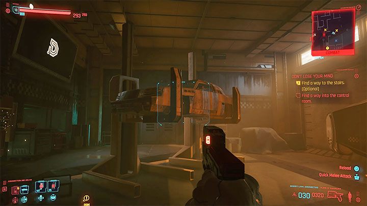 Przejdź do pomieszczenia po lewej stronie, w którym spotkasz co najmniej dwa kolejne drony - Cyberpunk 2077: Delamain: Reanimacja/Dont Lose Your Mind - solucja - Cyberpunk 2077 - poradnik do gry