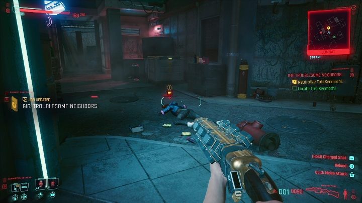 Solucja: twoim zadaniem jest dostanie się do uliczki, w której chowa się Taki Kenmochi - Cyberpunk 2077: Neutralizacja, Watson - kontrakty, solucja, mapa - Cyberpunk 2077 - poradnik do gry