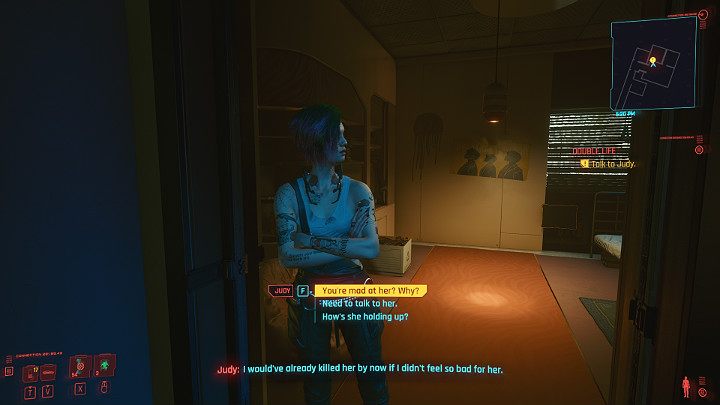 Pomów z Johhnym, a następnie wejdź do budynku, by porozmawiać z Judy - Cyberpunk 2077: Trzecia część nocy/Double Life - solucja, opis przejścia - Cyberpunk 2077 - poradnik do gry