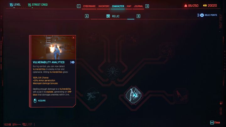 3 punkty otrzymane od Songbird na początku DLC pozwolą Wam na odblokowanie 1 z 3 startowych atutów - Cyberpunk Phantom Liberty: Drzewko atutów Relic - Cyberpunk 2077 - poradnik do gry