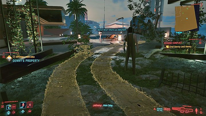 Niezależnie od rozwoju sytuacji musisz docelowo zadzwonić do Kerryego i następnie wyruszyć do posiadłości Denny w North Oak w Westbrook - Cyberpunk 2077: Second Conflict (Kerry) - solucja, opis przejścia - Cyberpunk 2077 - poradnik do gry