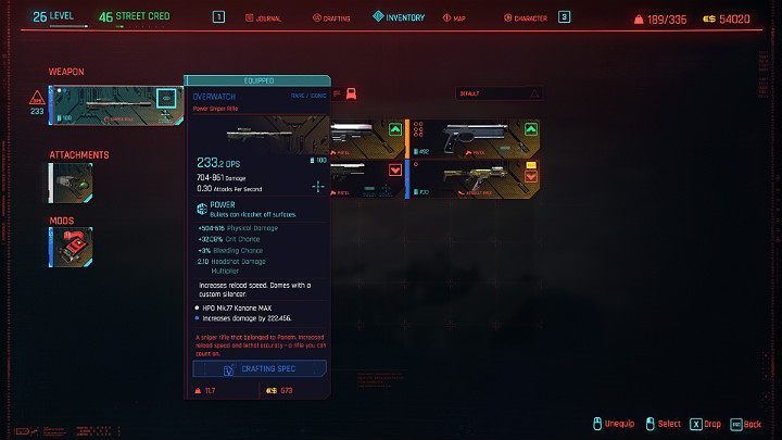 W trakcie rozgrywki w Cyberpunk 2077 znajdziesz całą masę ubrań jednak szczególną uwagę warto zwracać na przedmioty, które posiadają premię do szansy na trafienie krytyczne, a także do obrażeń krytycznych - Cyberpunk 2077: Haker - gotowy build postaci - Cyberpunk 2077 - poradnik do gry