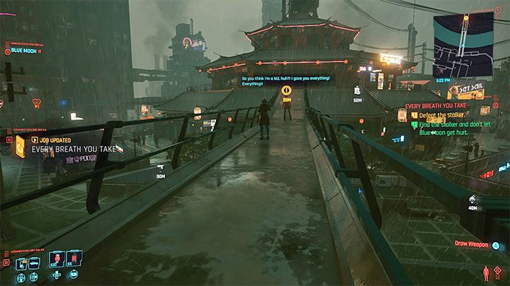 Do konfrontacji pomiędzy stalkerką i Blue Moon dochodzi na pomoście - Cyberpunk 2077: Spacer z gwiazdą - solucja, opis przejścia - Cyberpunk 2077 - poradnik do gry